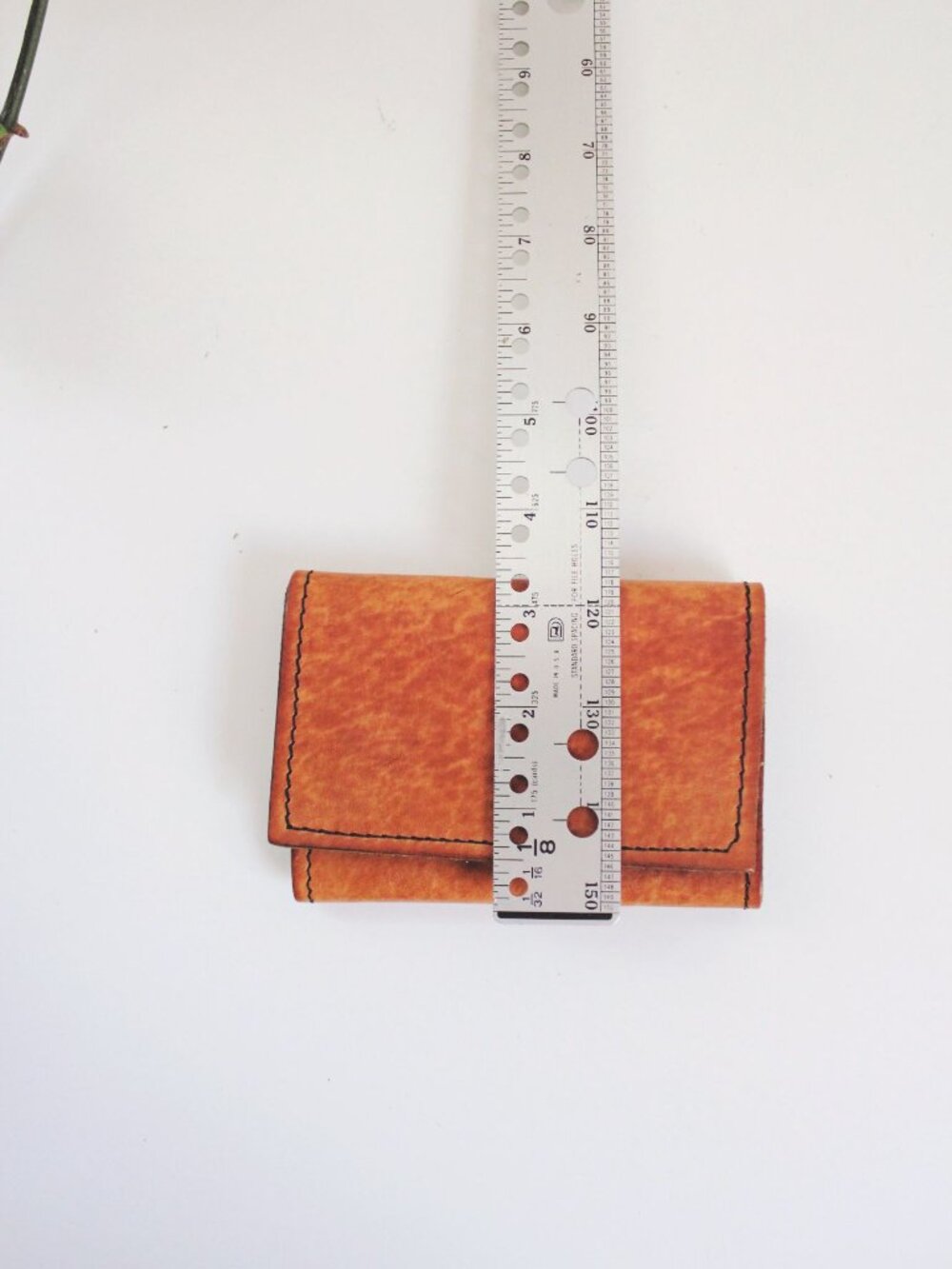 Vintage Hand-Stitched Leather Wallet Trifold Card Coin Case Tan Patina Distresse - Picture 8 of 9
